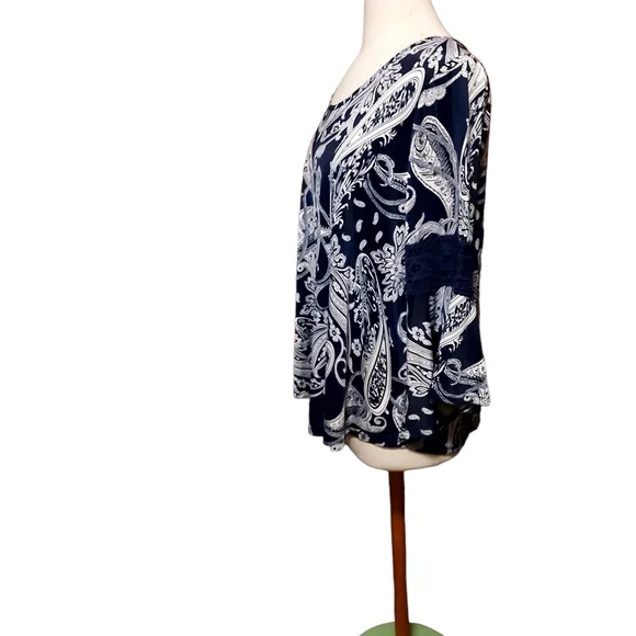 Cato 2xl Top Blouse Long Sleeve Bell Floral Western White Crochet Lightw… - Picture 4 of 5